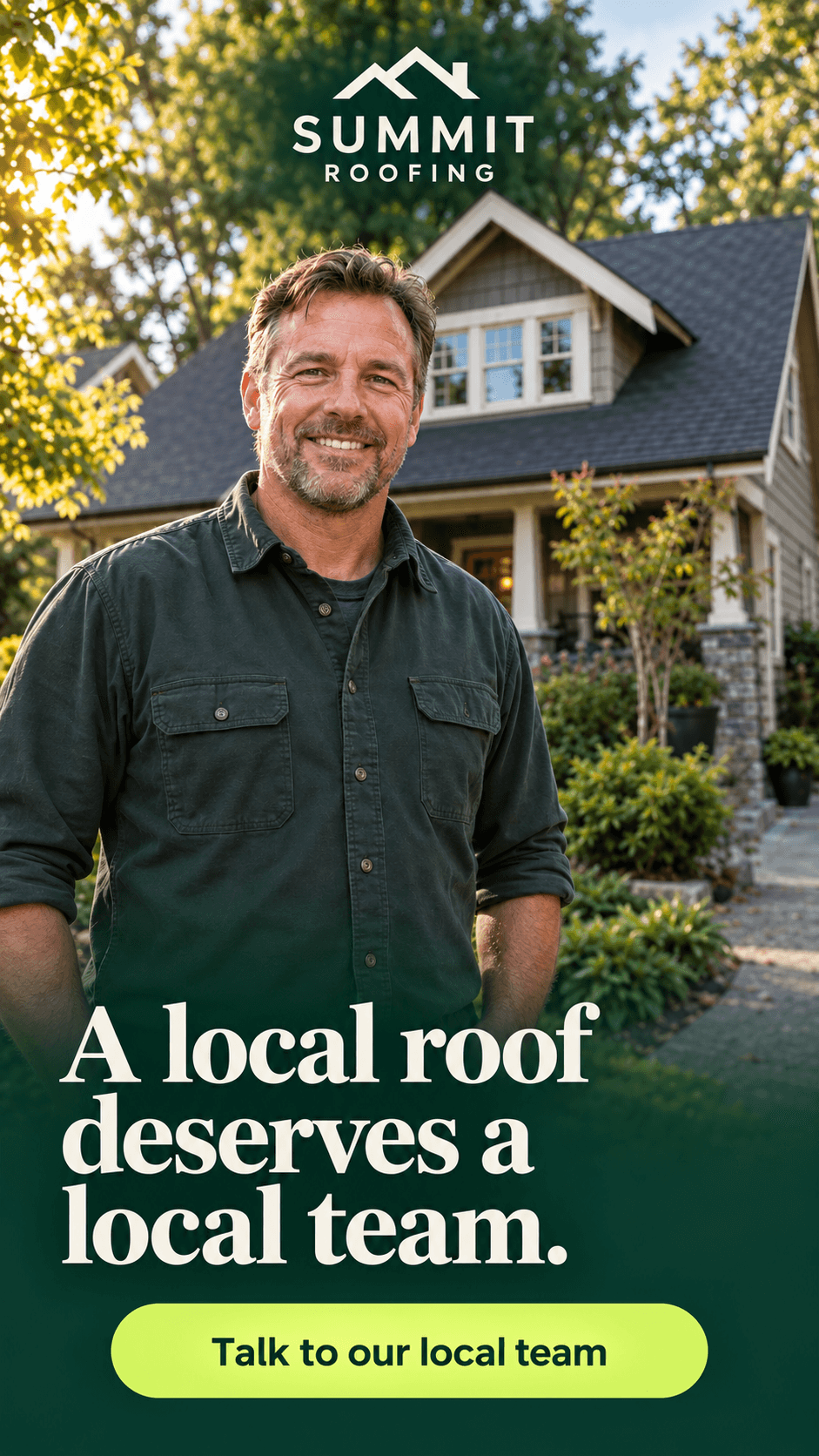 Finished ad for the Summit Roofing example campaign